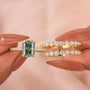 S925 Moissanite 2.0Ct~3.0Ct Radiant Cut/Round Cut Green Hidden Halo Vintage Enhancer Ring Sets For Everyday Wear