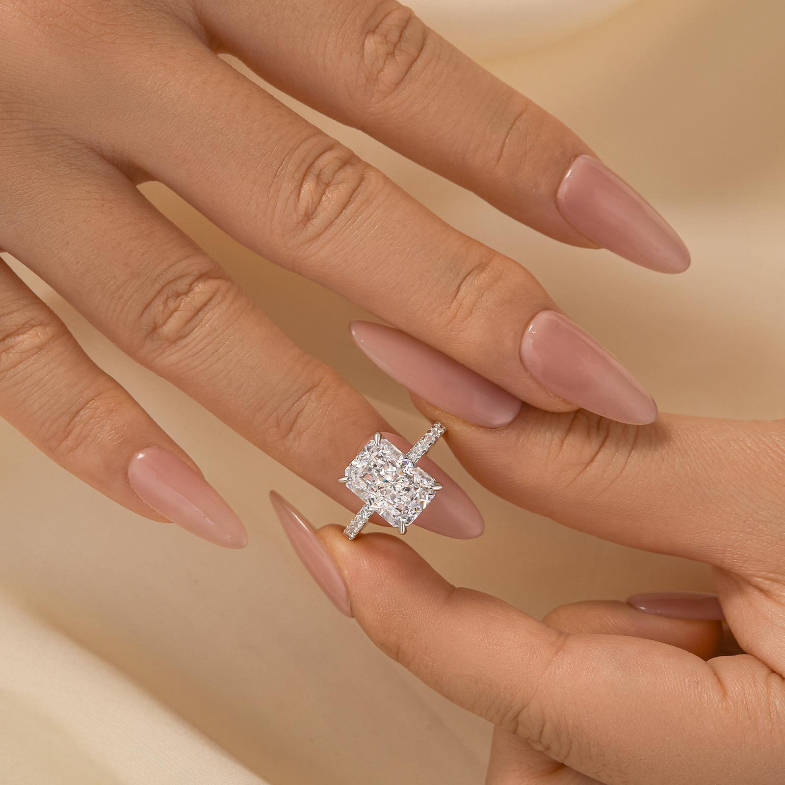 4.0Ct Radiant Cut Engagement Ring For Women In Sterling Silver