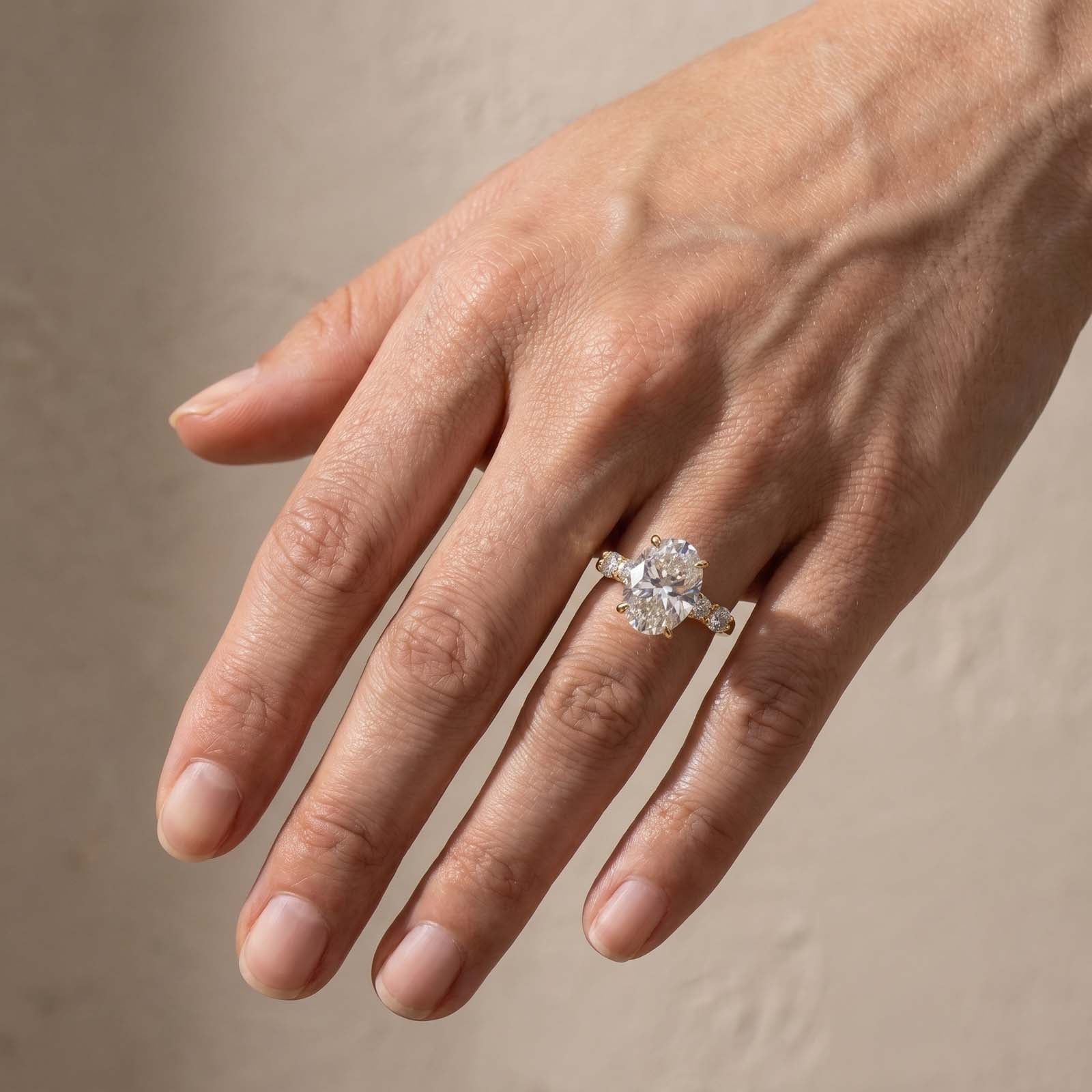 S925 Hidden Halo 5.5Ct Oval Cut Side Stone Engagement Ring Anniversary Ring Gift