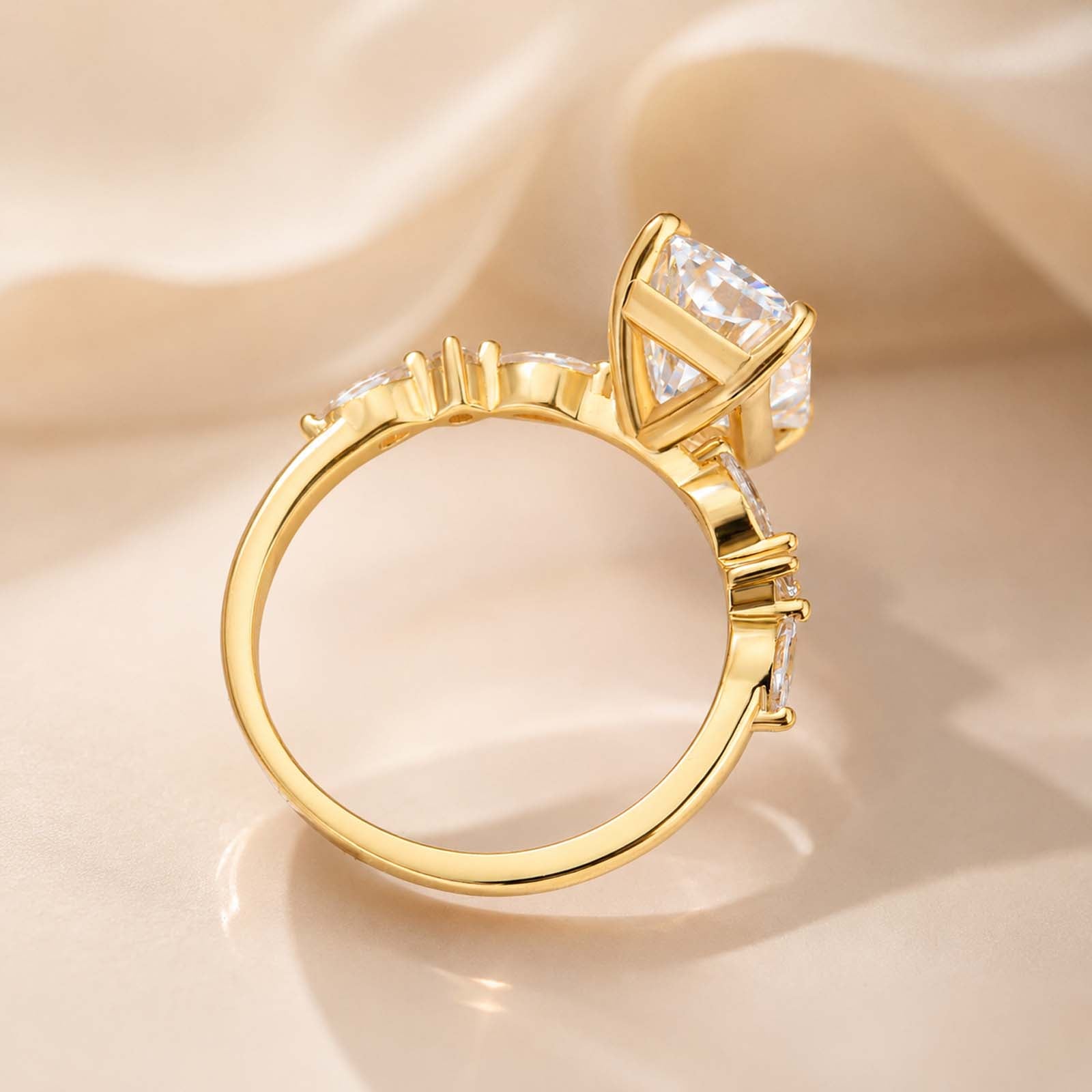 S925 Sparkle 3.5Ct Radiant Cut Engagement Ring For Women In Sterling Silver