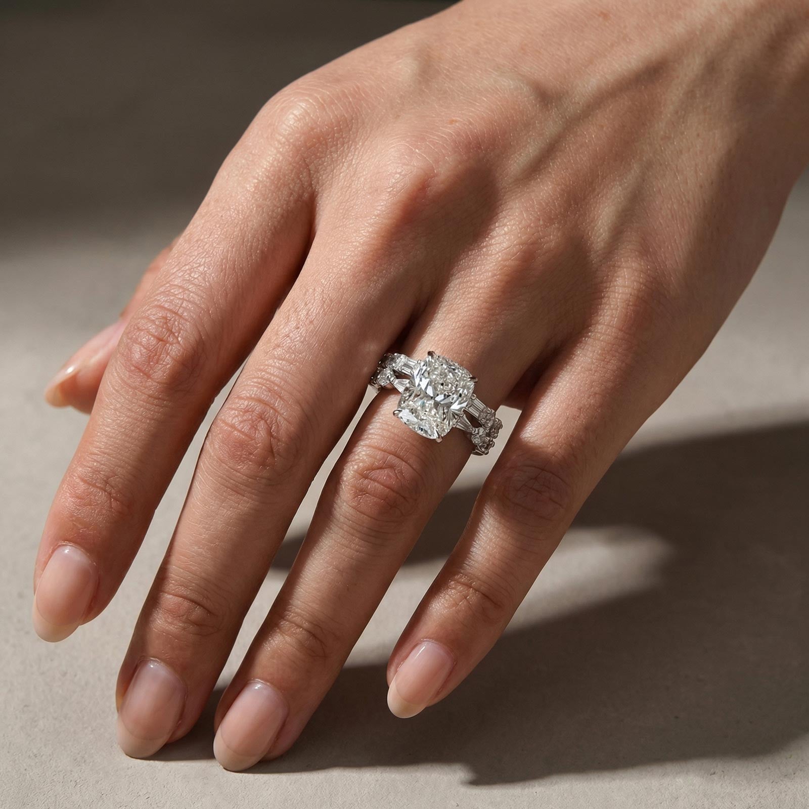 S925 Crushed Ice 5.0Ct Cushion Cut Engagement Ring in Sterling Silver with Wedding Band