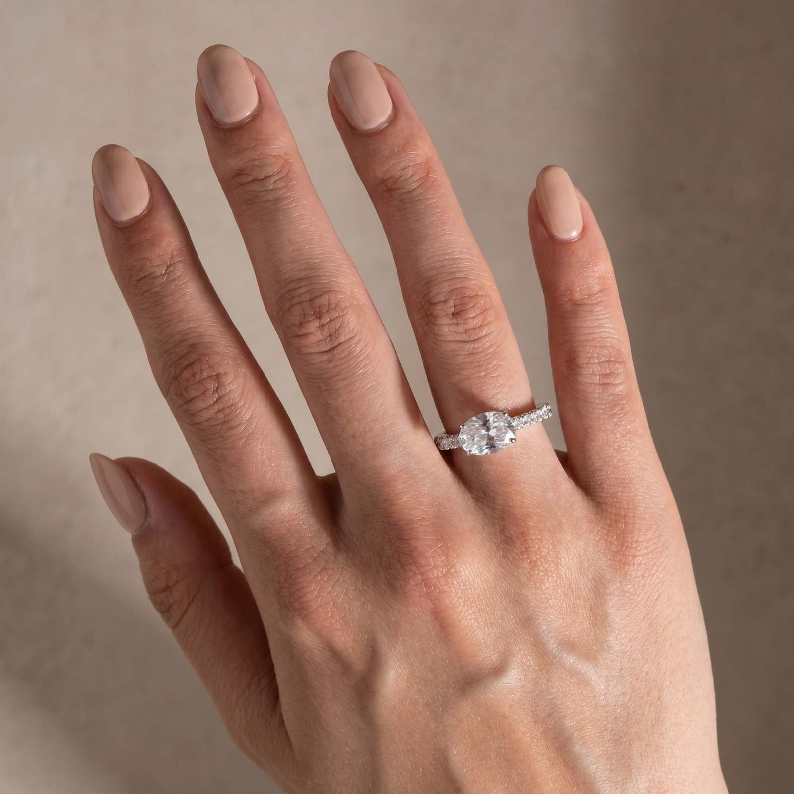 S925 2.25Ct Oval Cut Hidden Halo Engagement Ring 18K White Gold Travel Ring
