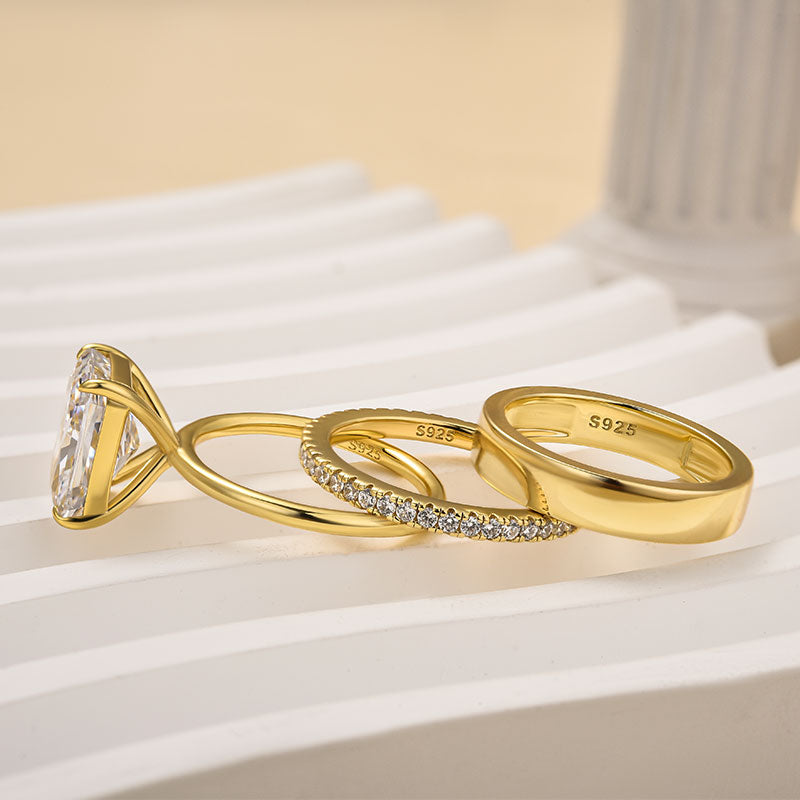 Louily Classic 5.0Ct Radiant Cut 3PC Wedding Set - louilyjewelry