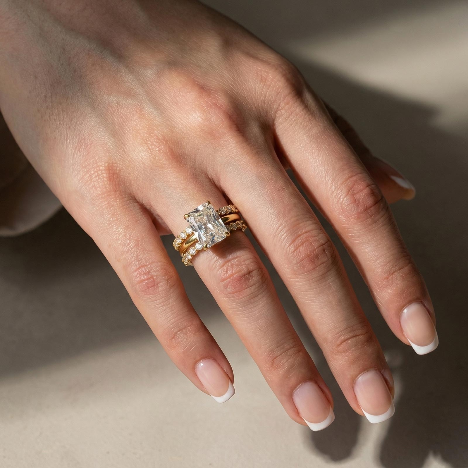 S925 Vintage 4.5Ct Radiant Cut Wedding Set 18K White Gold/18K Yellow Gold Bridal Rings for Women