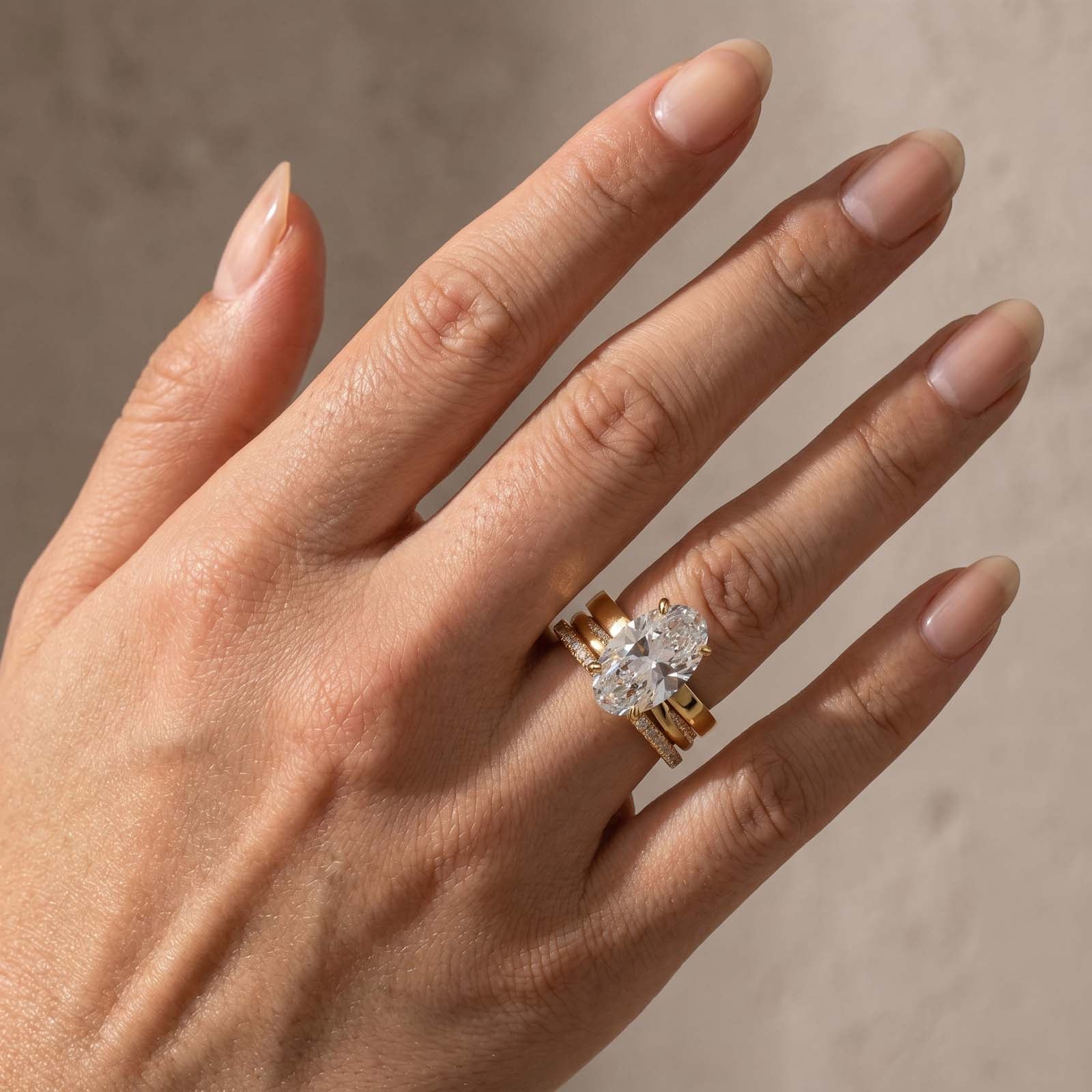 S925 3PC Hidden Halo 6.0Ct Oval Cut Engagement Ring with Twist&Half Eternity Thin Wedding Band