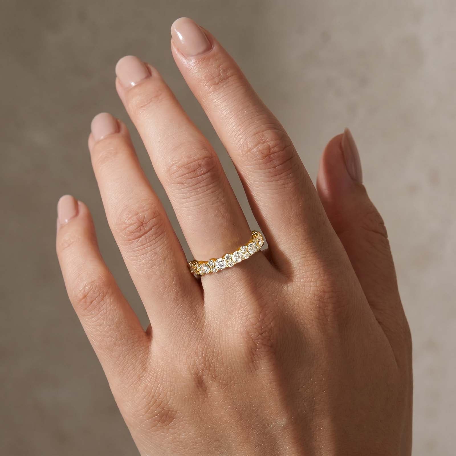 S925 Moissanite 2.5 Ct Round Cut Full Wedding Band Stackable Everyday Wearable Ring for Women