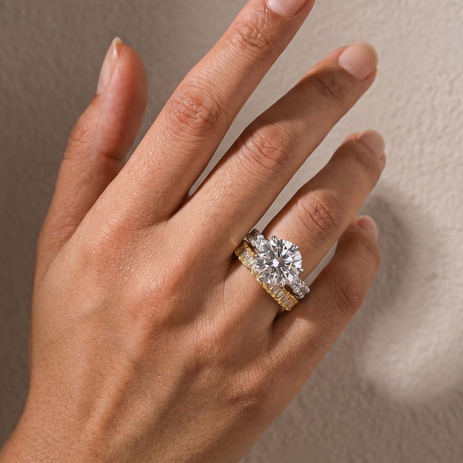 S925 6.0Ct Round Cut Engagement Ring Wedding Statement Ring Sets For Women