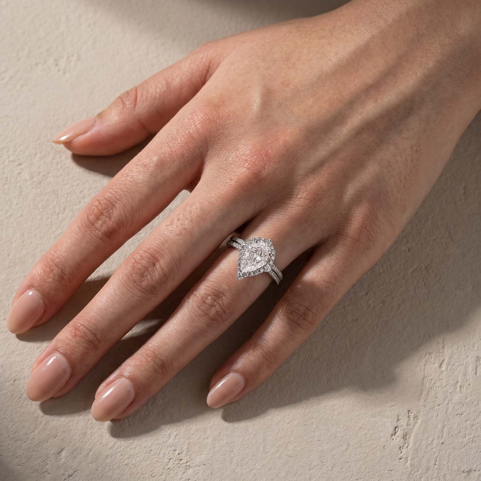 S925 3.0Ct Stunning Halo Pear Cut Stackable Romantic Ring Sets For Date Nights