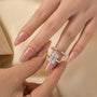 2PC 5.0Ct Solitaire Emerald Cut Wedding Ring Set with Open Wedding Band - louilyjewelry