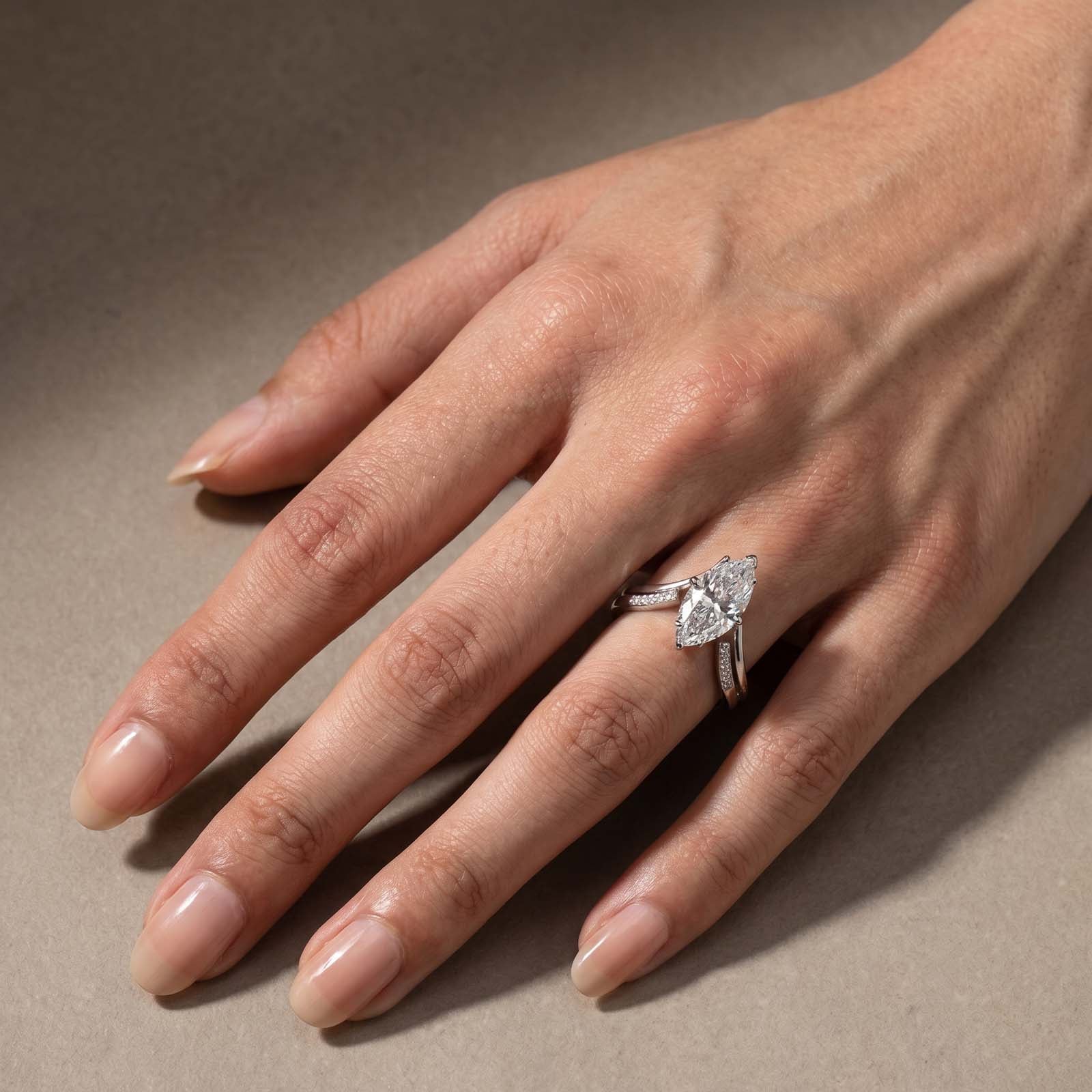 S925 3.0Ct Marquise Cut Insert Wedding Ring Set 2PC Ring Set For Women In Sterling Silver