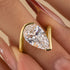S925 4.5Ct Pear Cut Yellow Gold Engagement Ring For Woman - louilyjewelry