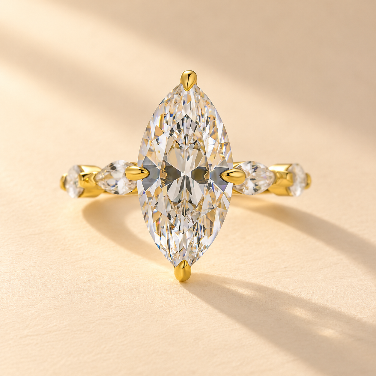 Louily Marquise Cut Engagement Ring In Sterling Silver