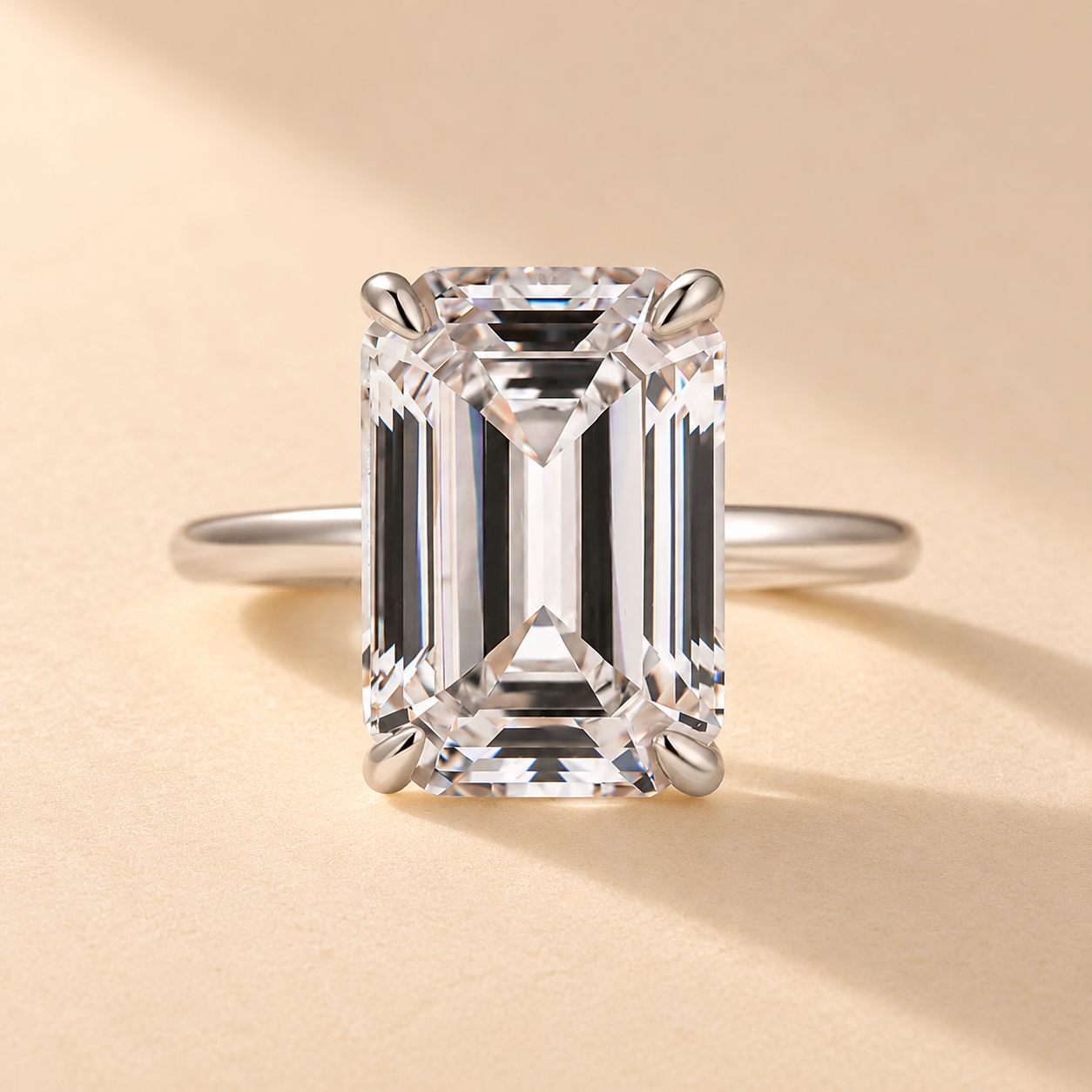 5.0Ct Emerald Cut Engagement Ring Stackable Travel Ring