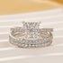 2Ct princess cut 3 piece wedding ring set