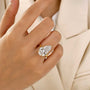 Split Shank 9.5Ct Pear Cut Hidden Halo 18K Yellow Gold Plated Engagement Ring