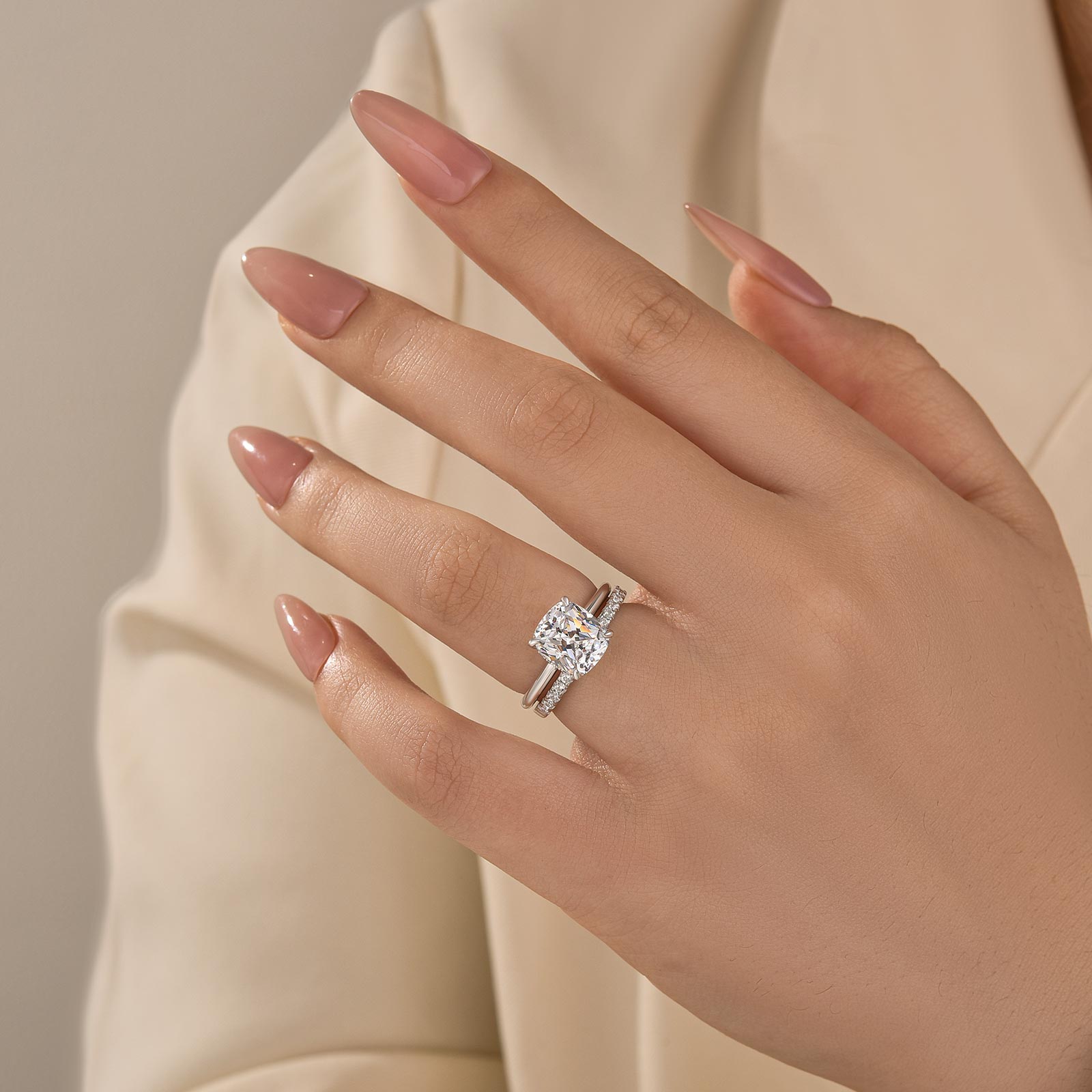 Louily Classic 3.0 Carat Cushion Cut Bridal Set In Sterling Silver