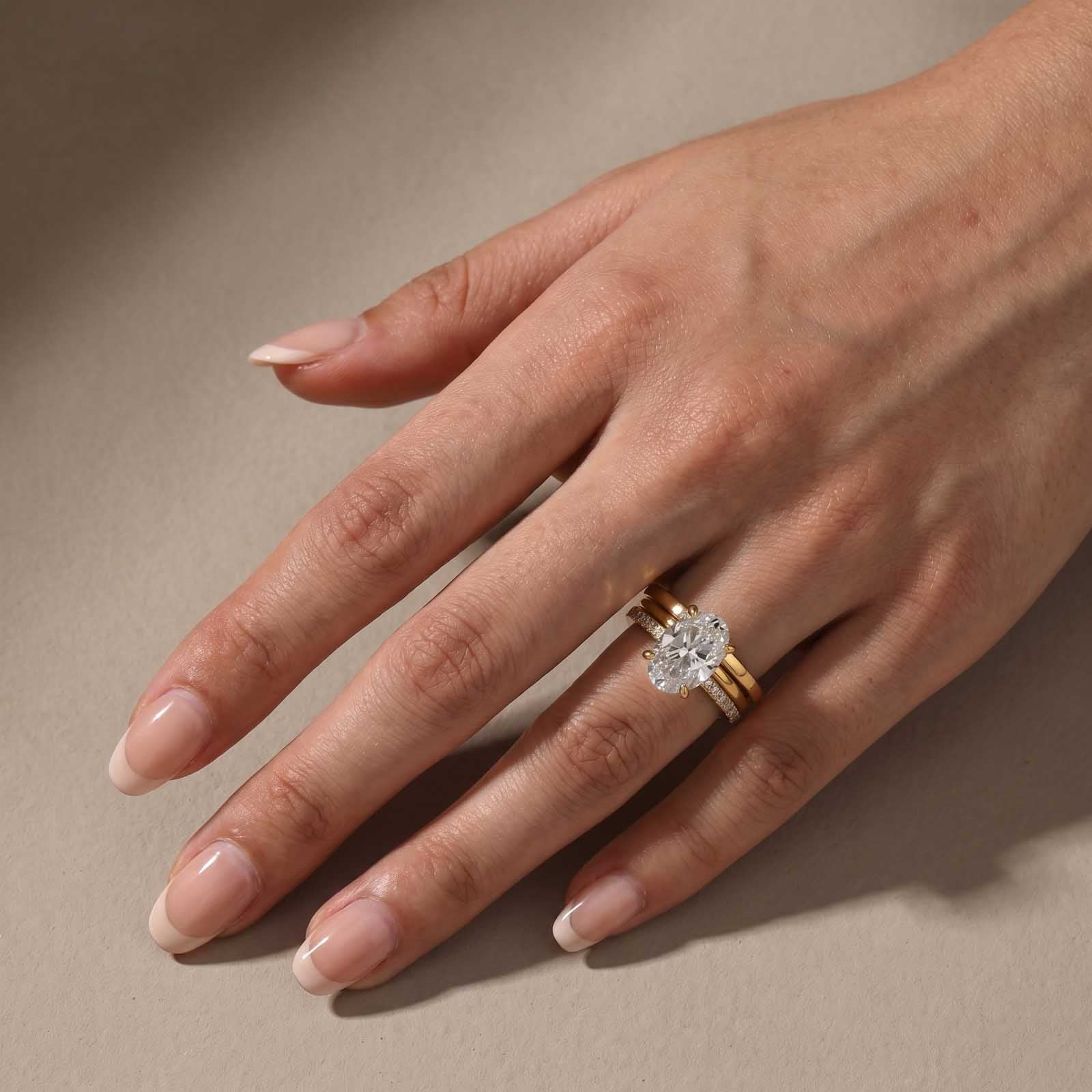 S925 4.0Ct Classic Oval Cut Engagement Ring In Sterling Silver with Simple Wedding Band
