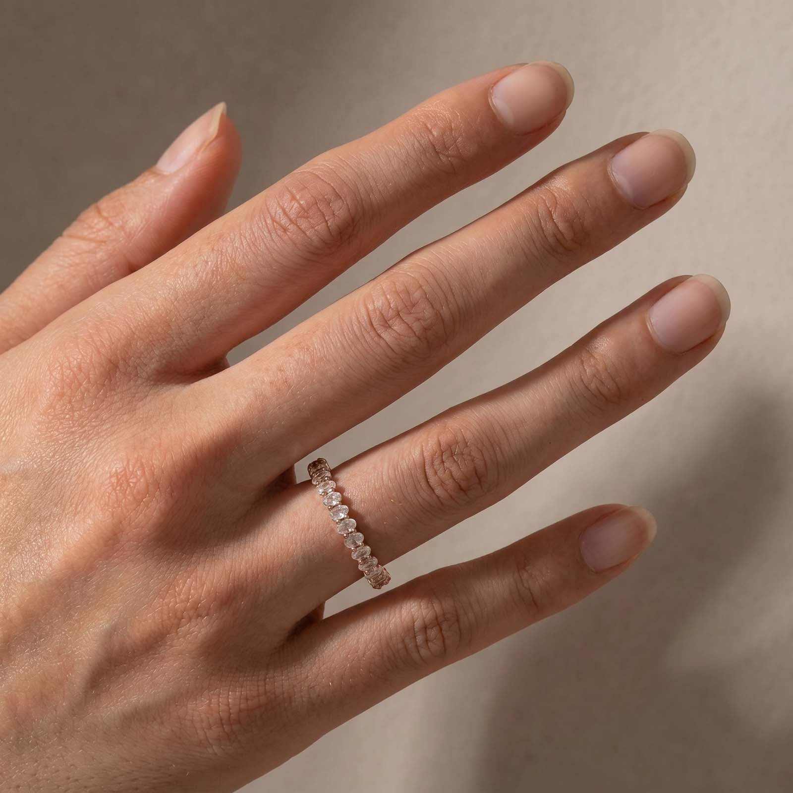S925 Moissanite 3.0 Ct Oval Cut Stackable Ring Full Eternity Wedding Band for Women