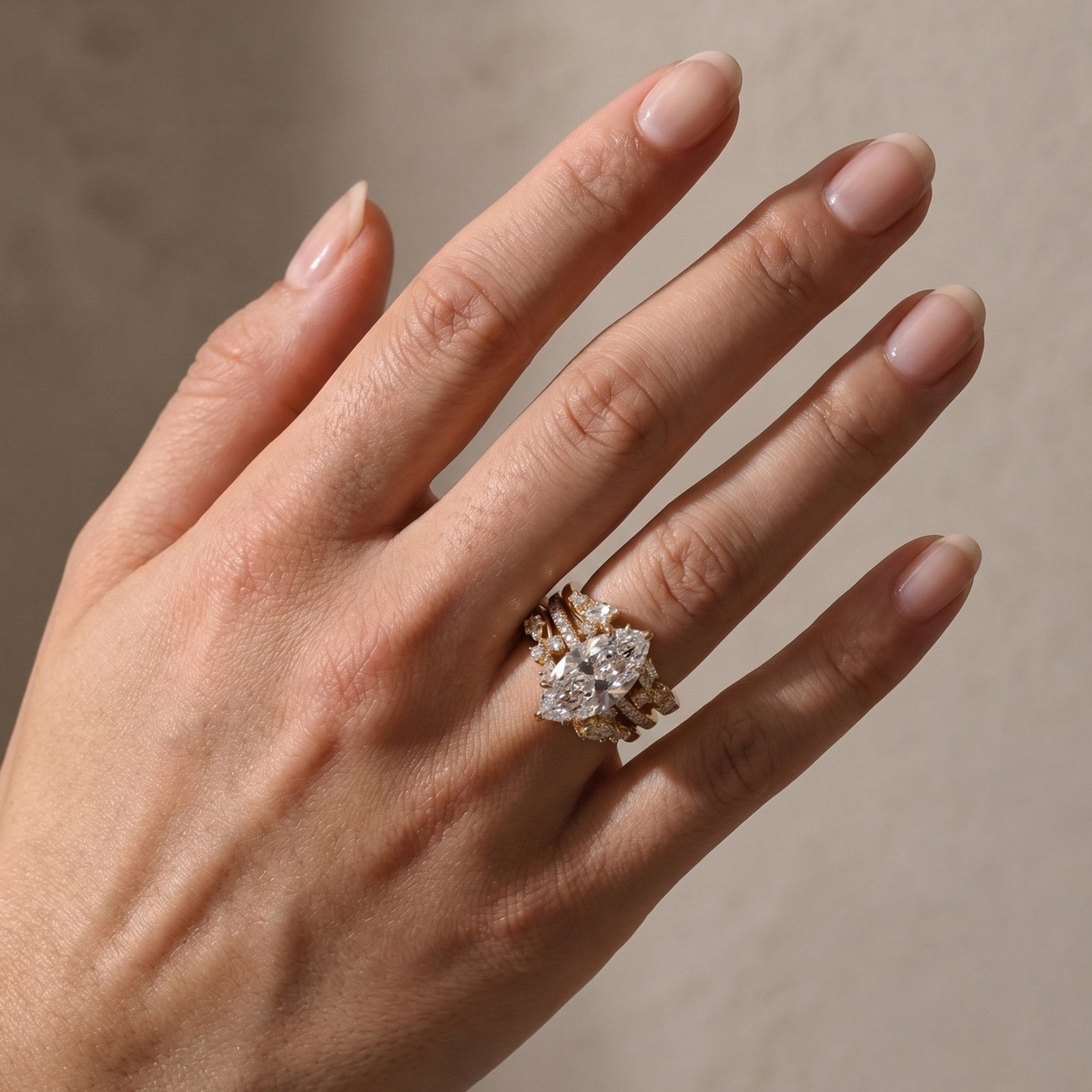 S925 Luxe 6.0Ct Marquise Cut Engagement Ring in Sterling Silver with Open Curved Enhancer Wedding Band Wedding Set For Everyday Wear