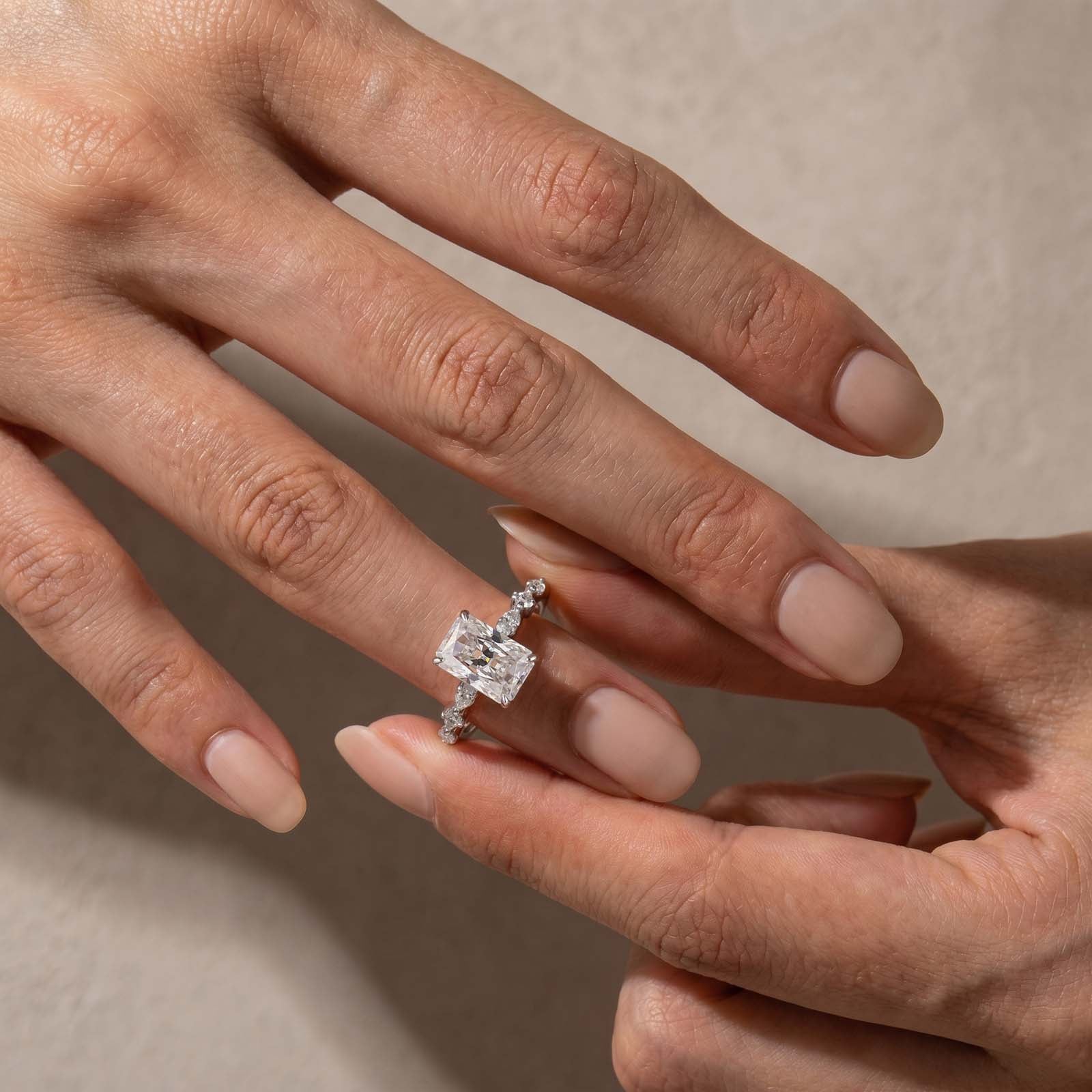S925 2.5Ct Radiant Cut Marquise & Round Engagement Ring Travel Ring In Sterling Silver