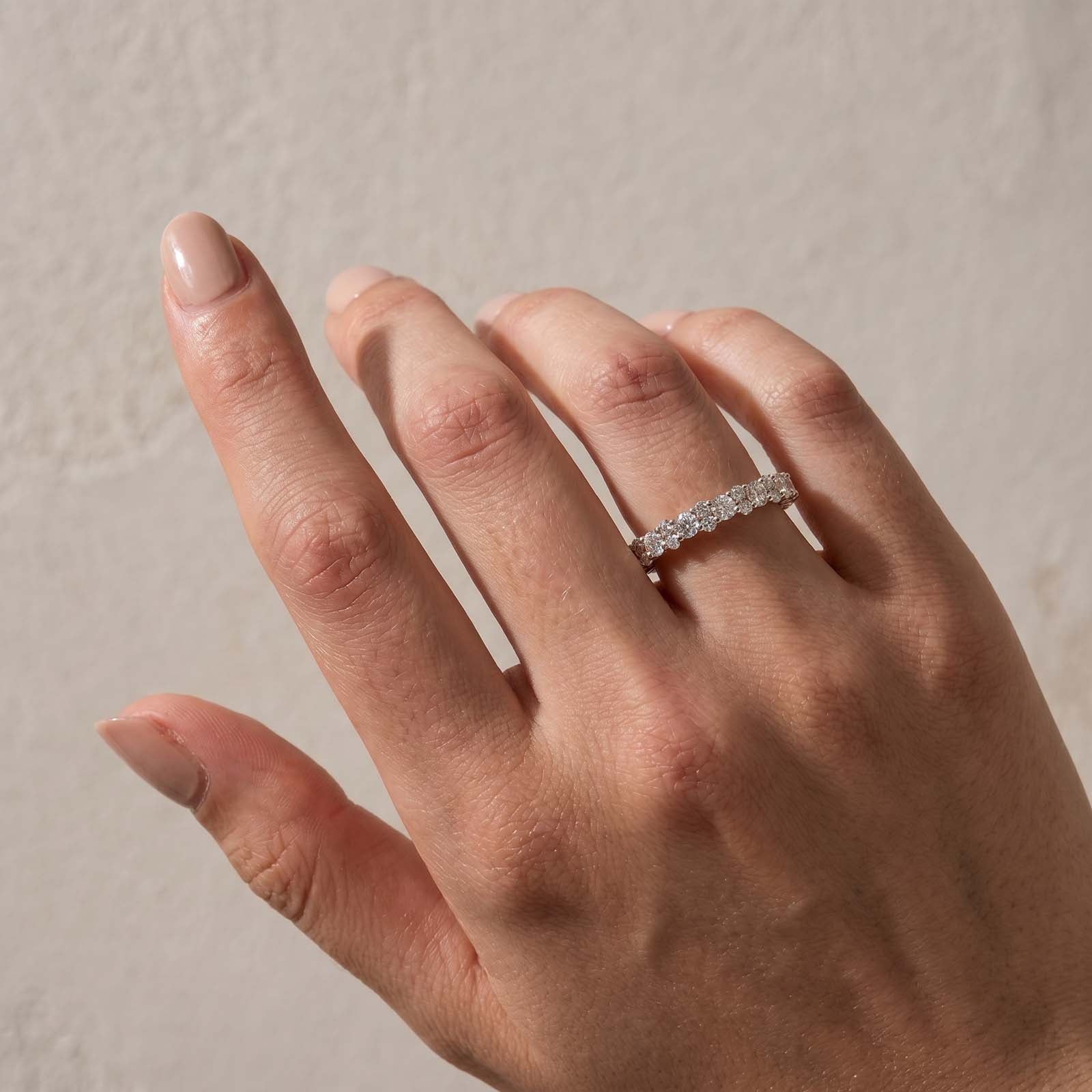 S925 Moissanite 2.5 Ct Round Cut Full Wedding Band Stackable Everyday Wearable Ring for Women
