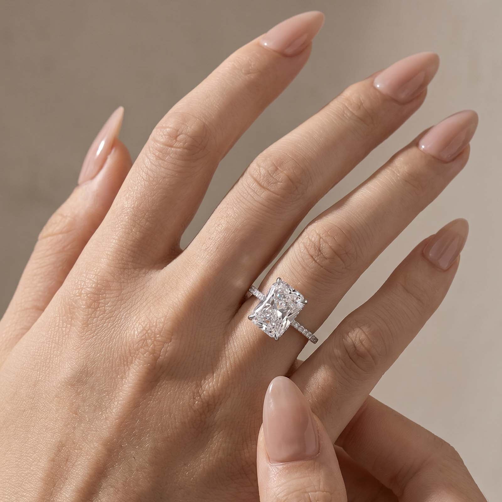 S925 7.0Ct Simulated Diamond Radiant Cut Engagement Ring Or Enhancer Wedding Set In Sterling Silver