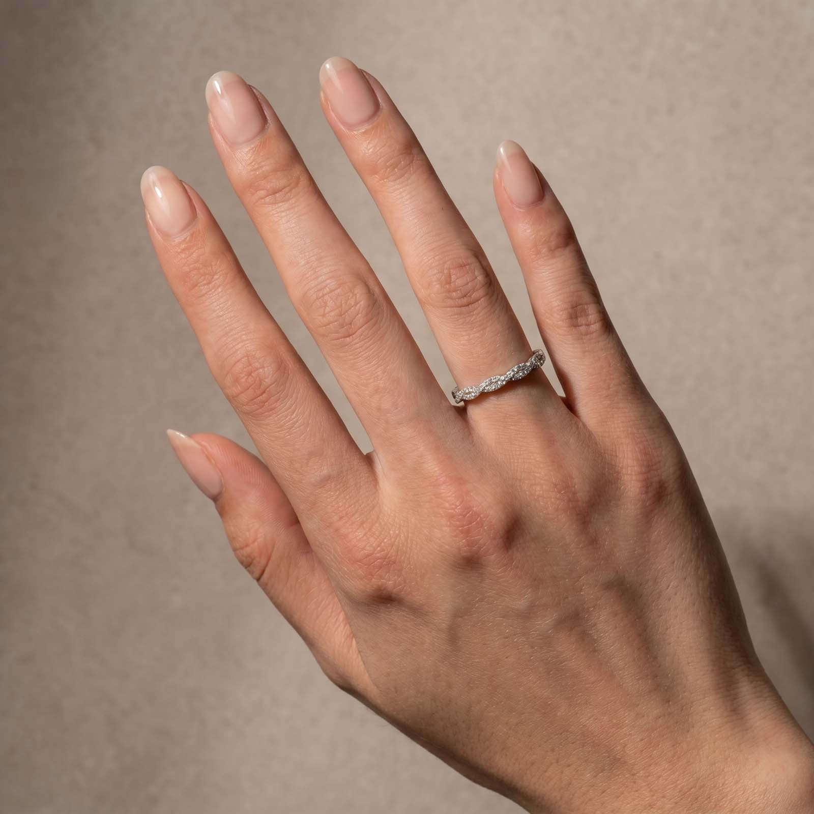 S925 Moissanite 0.35Ct Wave-Shaped Eternity Band Stackable Wedding Ring For Women