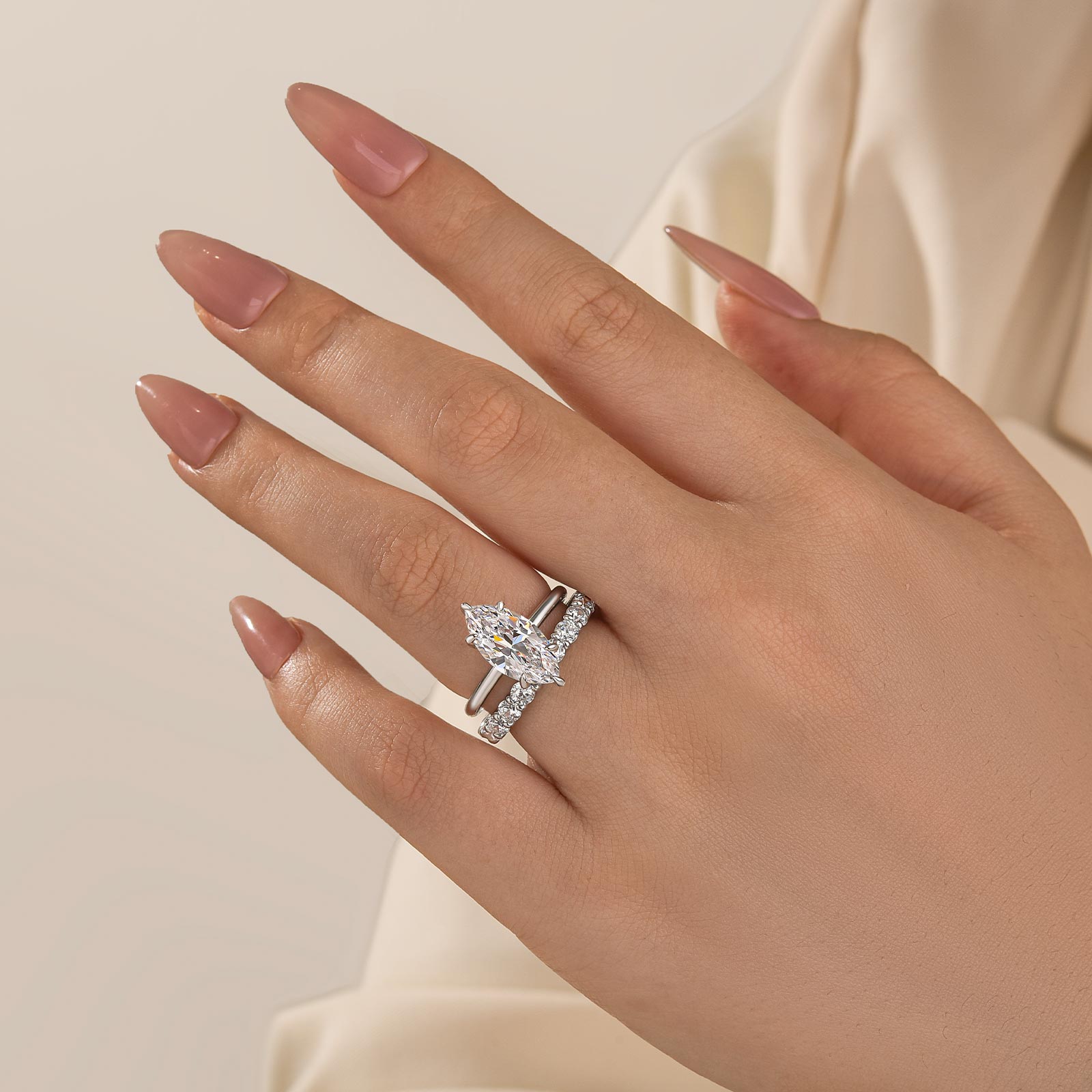 2PC Fashion 3.0Ct Marquise Cut Engagement Ring Wedding Ring Set