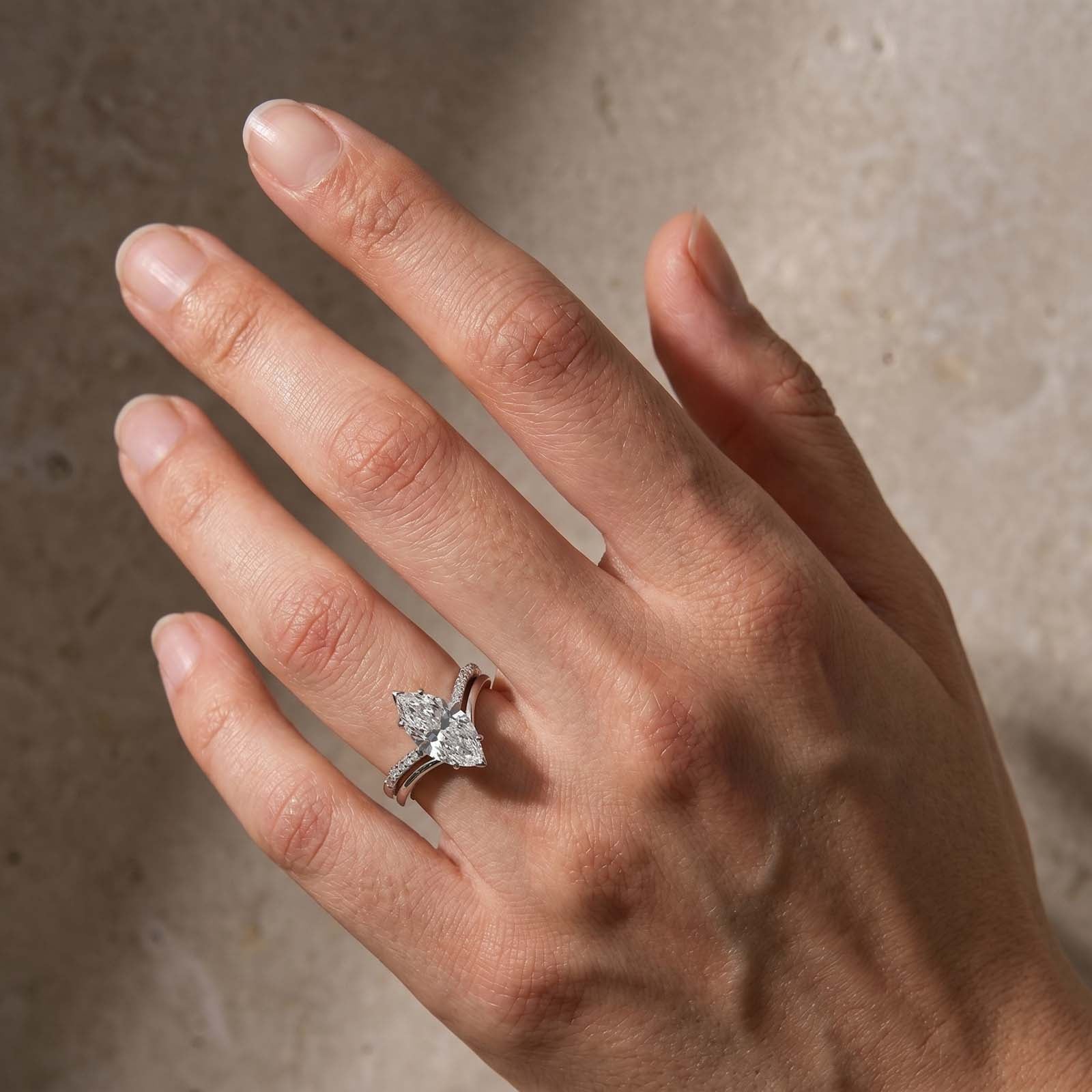 S925 3.0Ct Marquise Cut Insert Wedding Ring Set 2PC Ring Set For Women In Sterling Silver