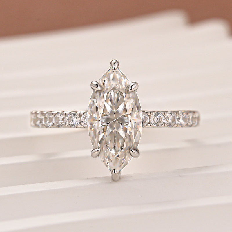 Louily Moissanite 1.0~4.0 Ct Marquise Cut Engagement Ring For Women