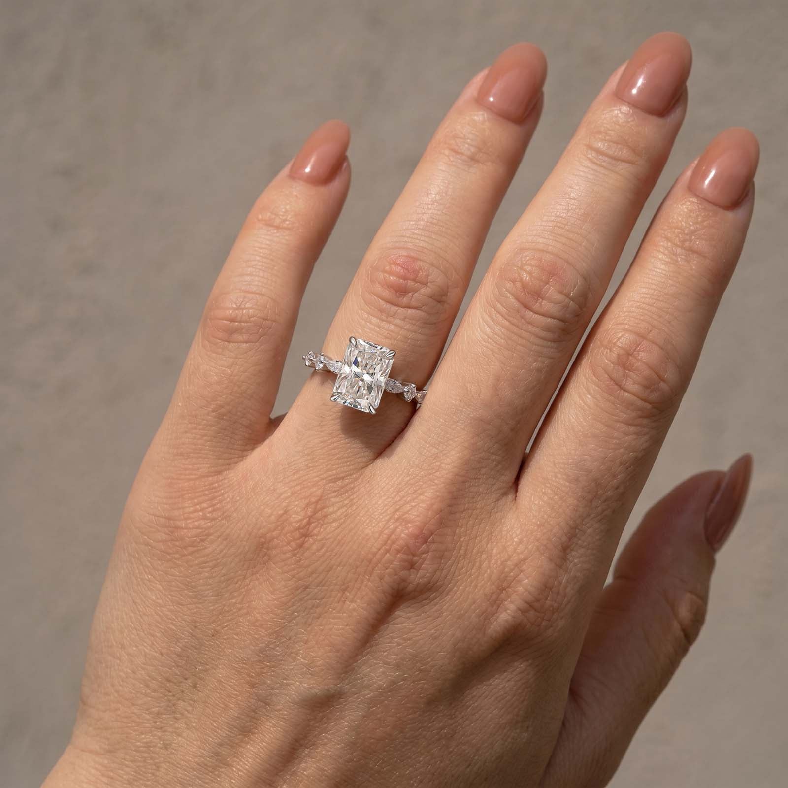 S925 Sparkle 3.5Ct Radiant Cut Engagement Ring For Women In Sterling Silver