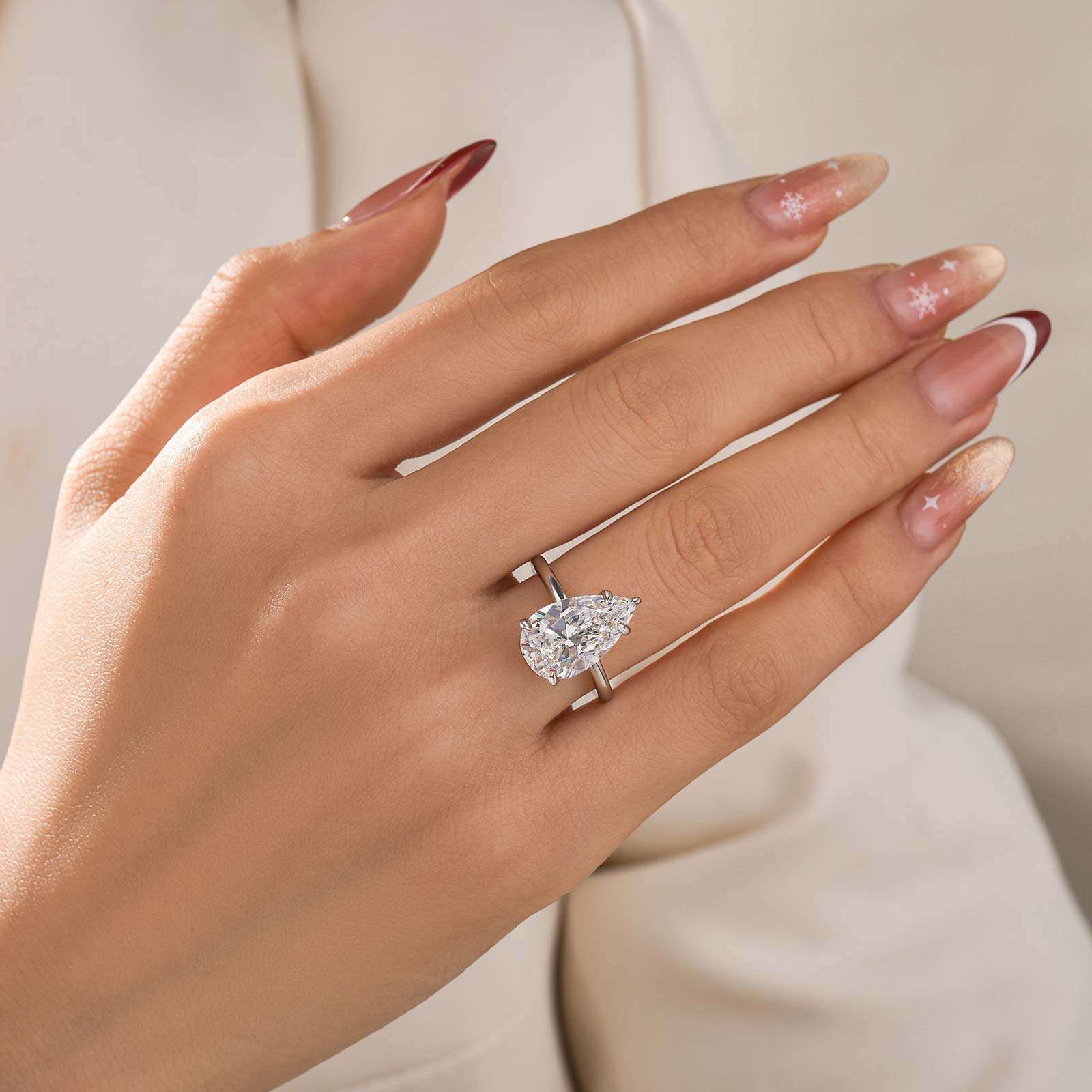S925 Classic 2.5~4.5 Carat Pear Cut Engagement Ring In Sterling Silver Everyday Wearable Ring