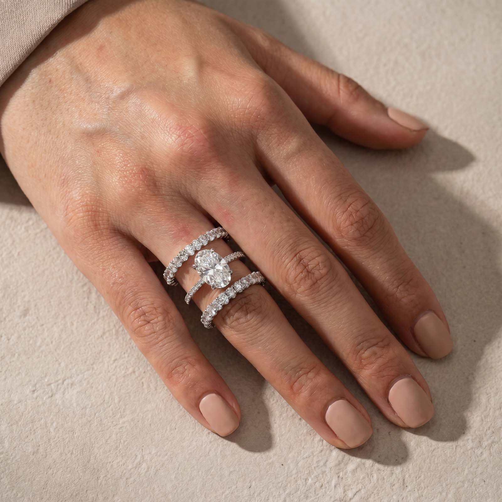 S925 Stunning 4.0Ct Oval Cut 3PC Wedding Ring Set Everyday Wear Ring In Sterling Silver