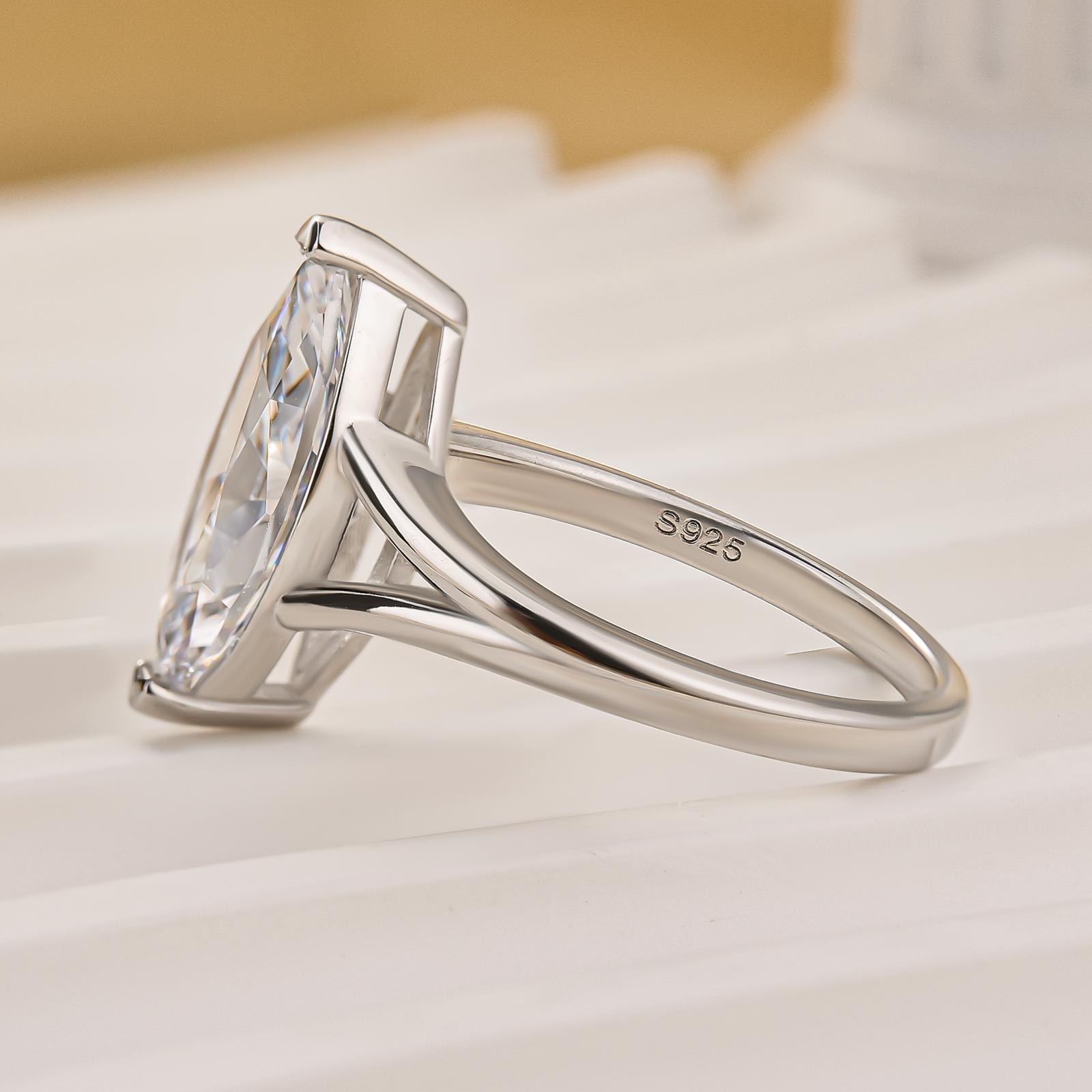 3.0Ct Marquise Cut Split Shank Engagement Ring Travel Ring In Sterling Silver