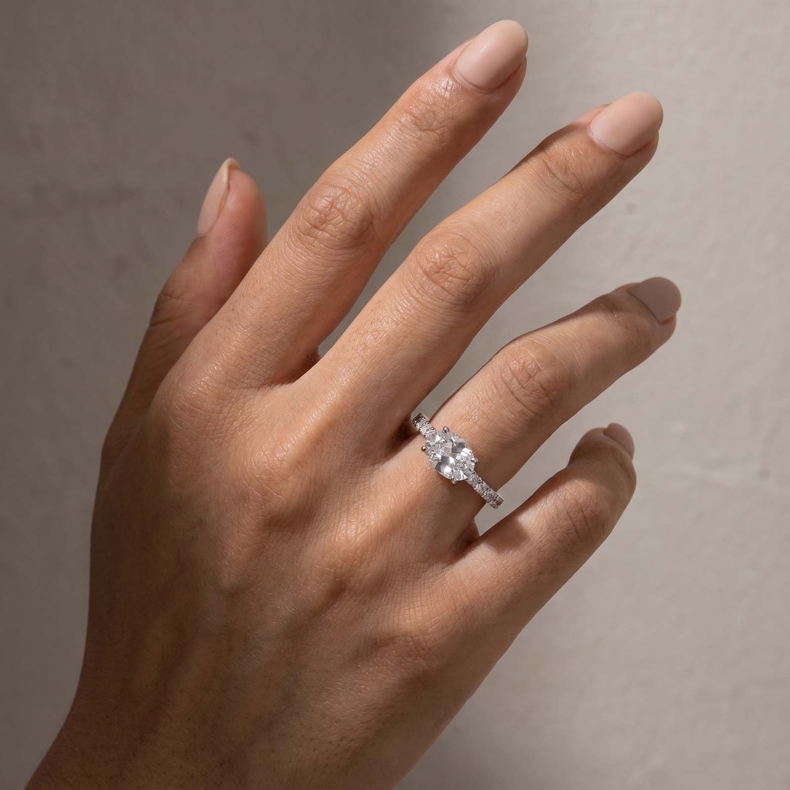 S925 2.25Ct Oval Cut Hidden Halo Engagement Ring 18K White Gold Travel Ring