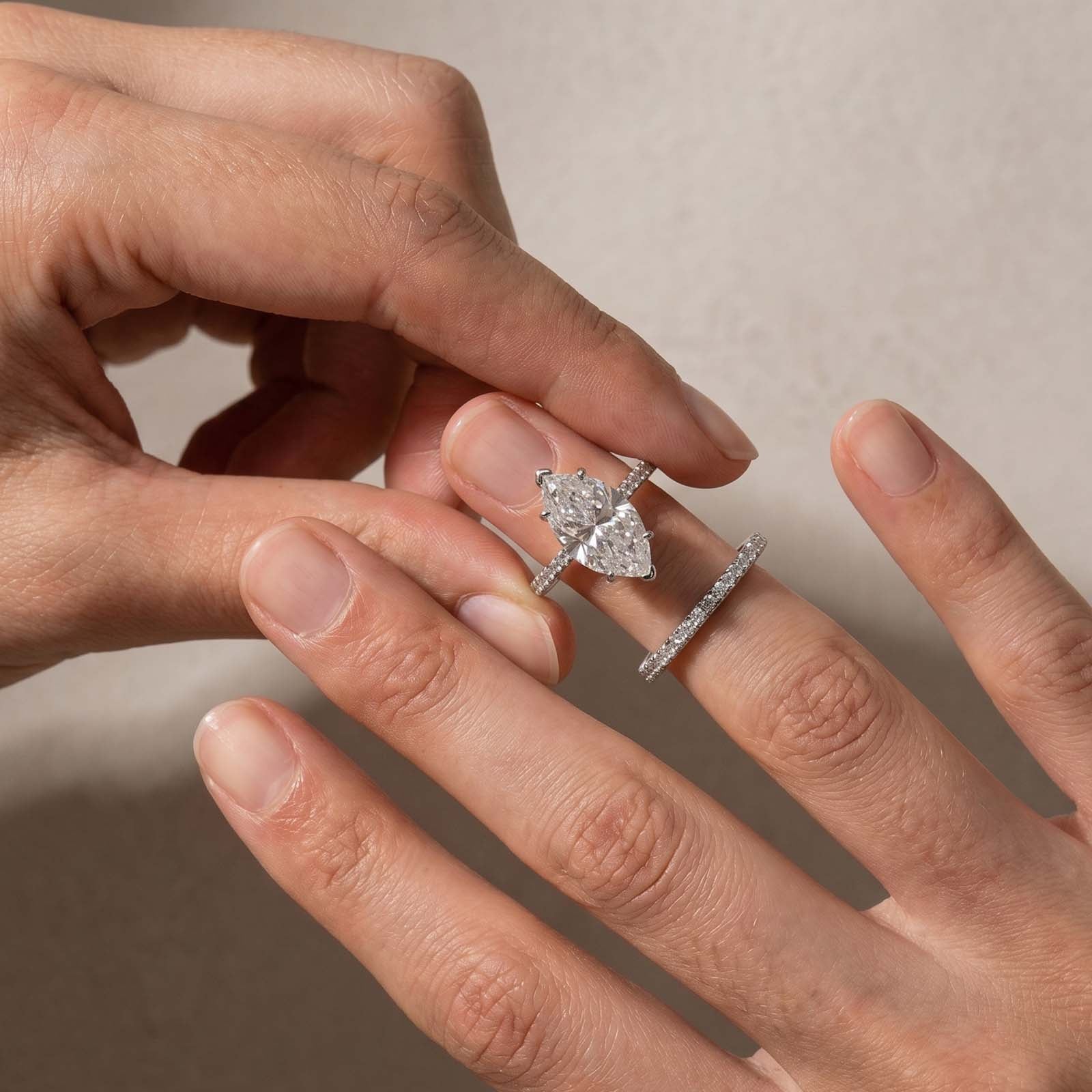 S925 4.0Ct Marquise Cut Wedding Ring Set Travel Ring With Classic Wedding Band For Women