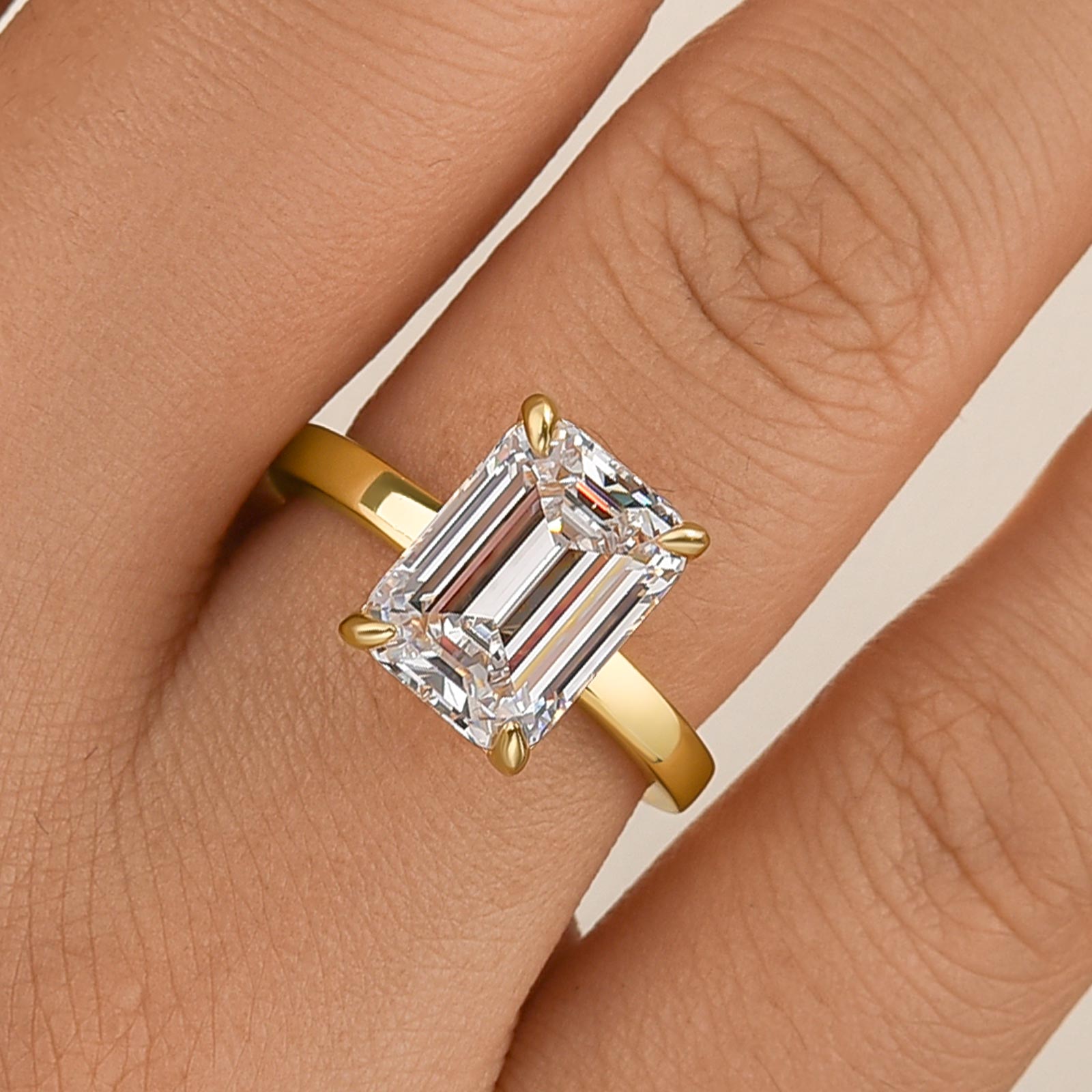 Louily 4.5Ct Emerald Cut Solitaire Engagement Ring For Women In Sterling Silver - louilyjewelry