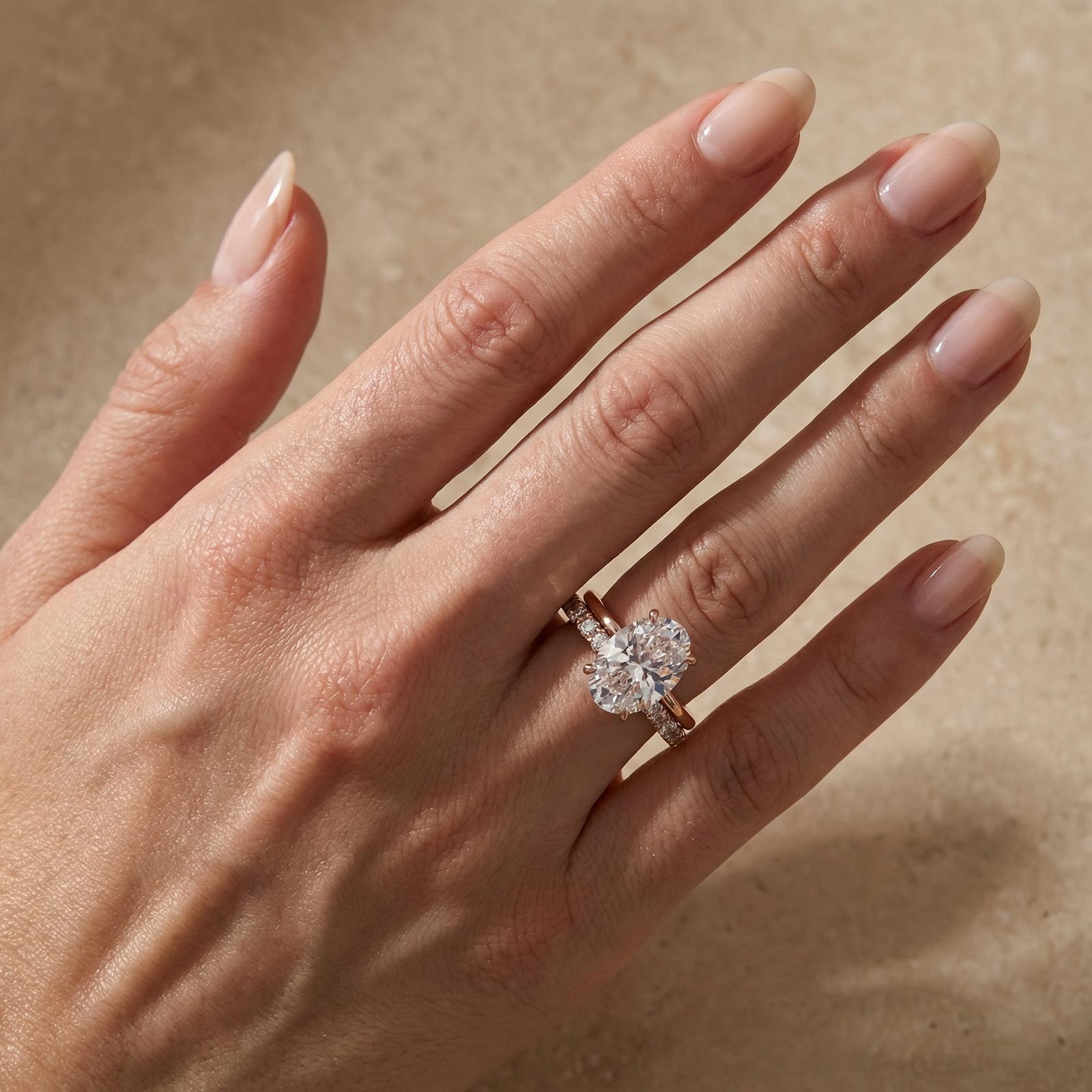 S925 4.5Ct Oval Cut Solitaire Engagement Ring in Sterling Silver with Open Round Cut Eternity Wedding Band