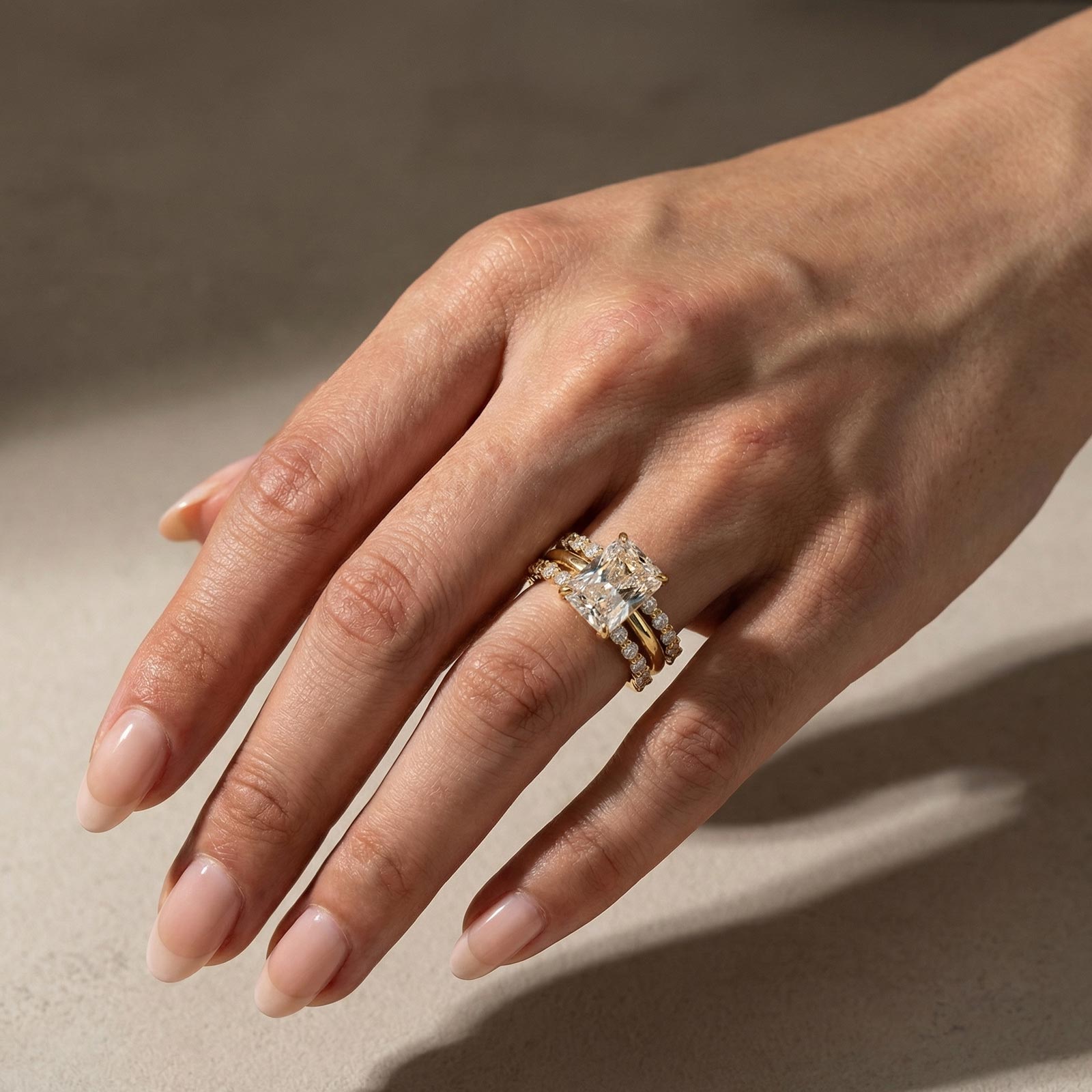 S925 Vintage 4.5Ct Radiant Cut Wedding Set 18K White Gold/18K Yellow Gold Bridal Rings for Women