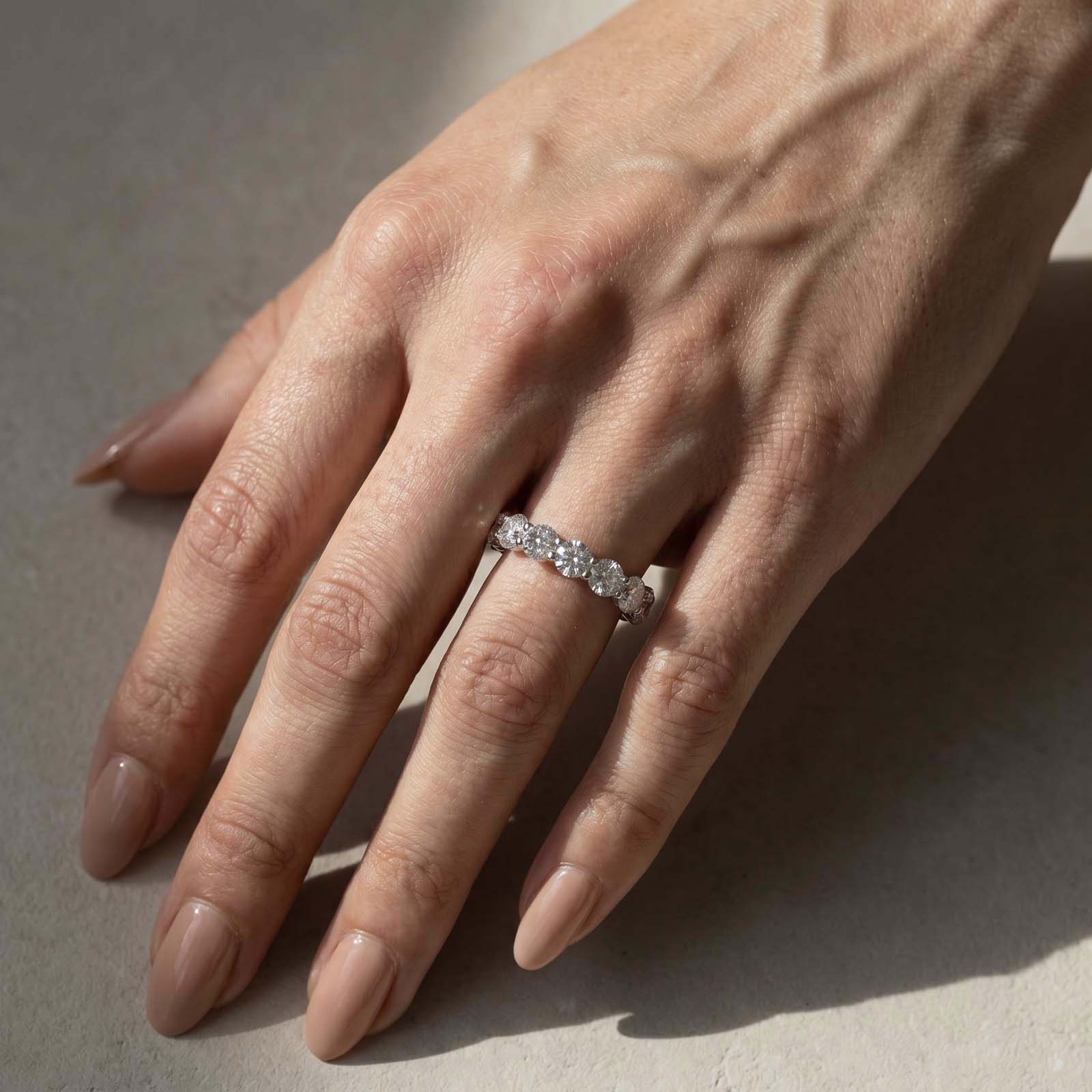 S925 Moissanite Diamond 5.5Ct Round Cut Eternity Band Sterling Silver Stackable Wedding Ring