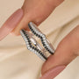 Vintage Round Cut White&Black Enhancer Wedding Band For Women In Sterling Silver - louilyjewelry