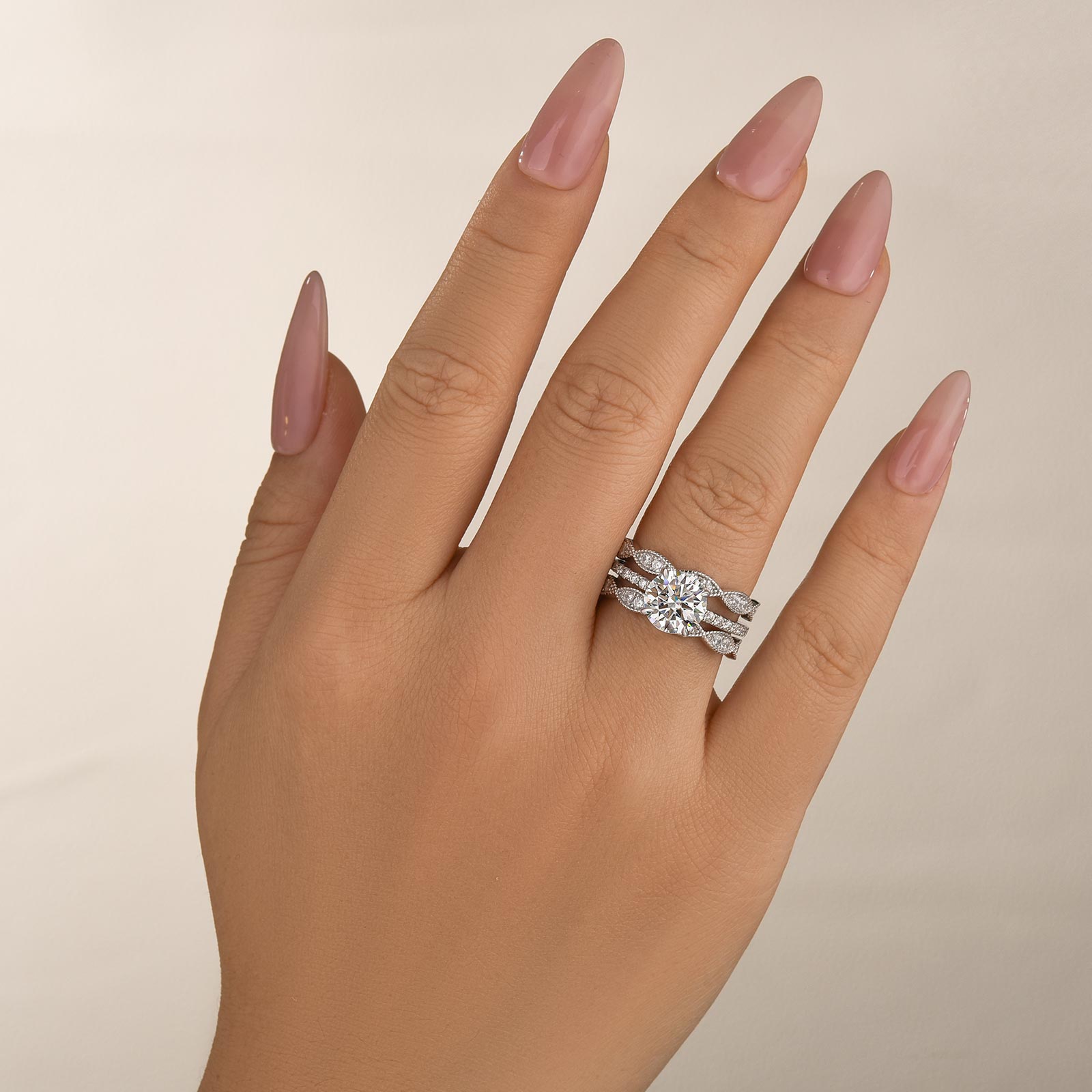 Louily Classic 2.0Ct Round Cut 2PC Wedding Ring Set For Women In Sterling Silver