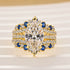 2PC Enhancer Wedding Sets 3.5Ct Marquise Cut Half Enternity Yellow Gold Engagement Ring with Blue & White Stone Enhancer Wedding Band - louilyjewelry
