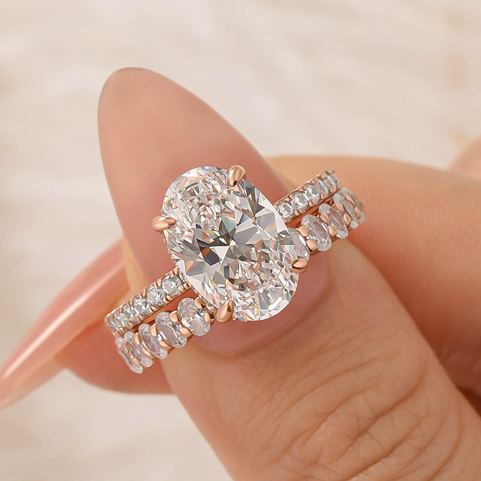 Louily Elegant Yellow Gold Oval Cut Wedding Ring Set In Sterling Silver - louilyjewelry