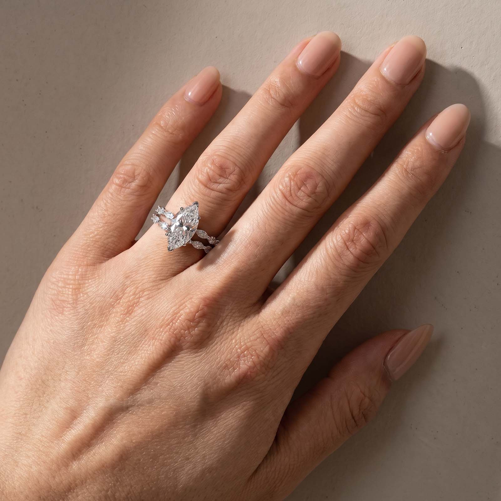 S925 3.0Ct Marquise Cut Engagement Ring & Matching Wedding Band Stackable Ring Sets in Sterling Silver