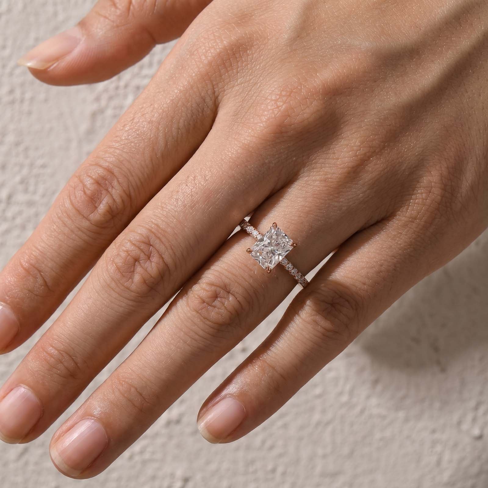 S925 2.0 CT Radiant Cut Engagement Ring In Sterling Silver Travel Ring For Everyday Wear