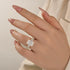 5.0Ct Radiant Cut Hidden Halo Half Engagement Ring In Sterling Silver - louilyjewelry