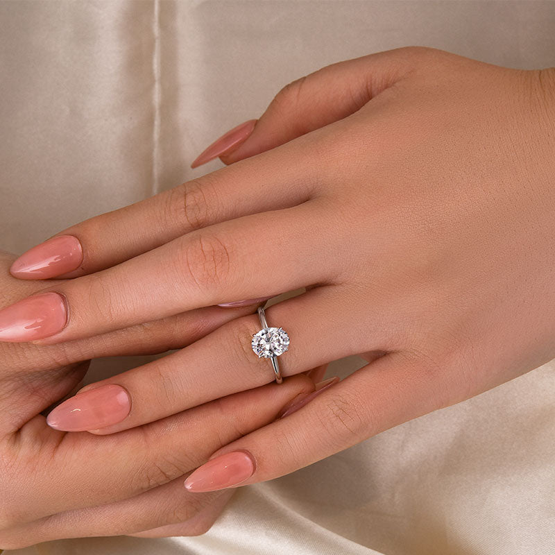 Louily Sparkle Oval Cut Engagement Ring In Sterling Silver - louilyjewelry