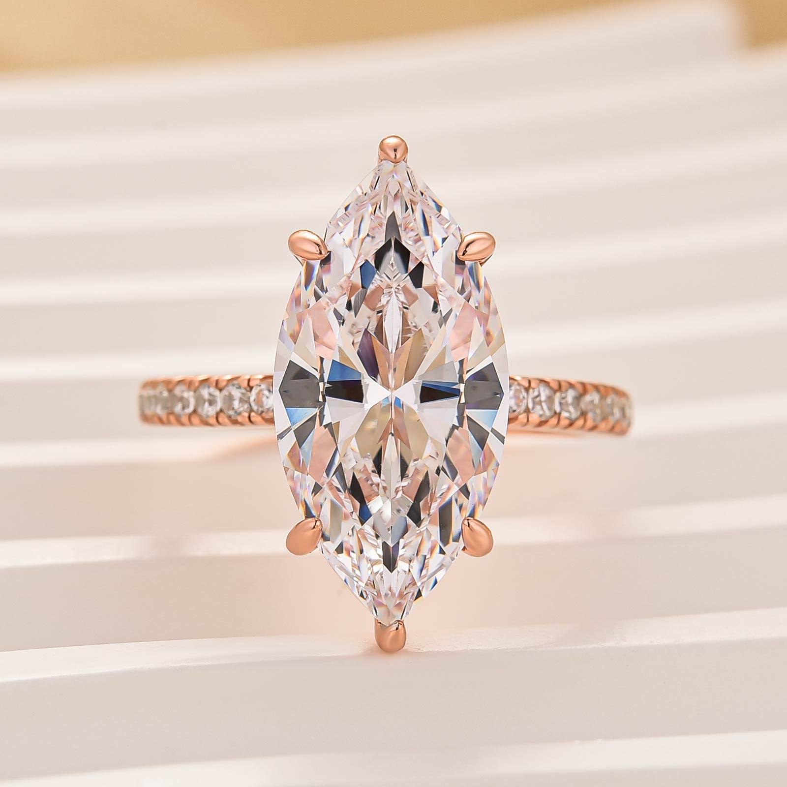 6.0Ct Marquise Cut Engagement Ring Travel Ring For Her In Sterling Silver