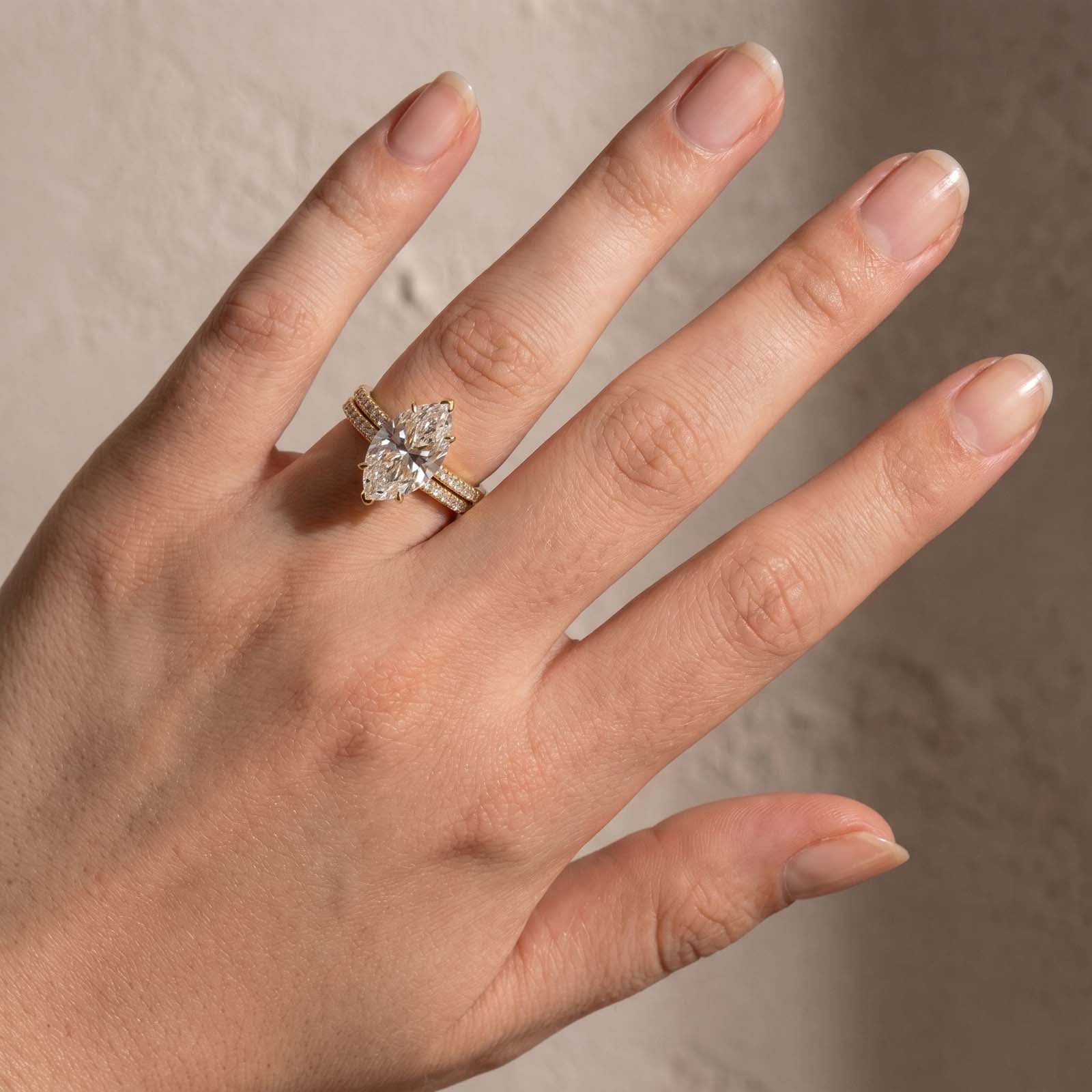 S925 4.0Ct Marquise Cut Wedding Ring Set Travel Ring With Classic Wedding Band For Women